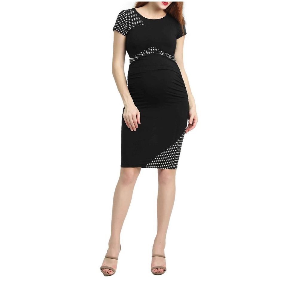 Kimi and Kai Black and White Maternity Sheath Dress